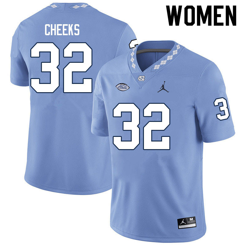 Women #32 Sebastian Cheeks North Carolina Tar Heels College Football Jerseys Sale-Carolina Blue